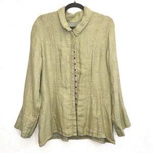 FLAX Linen Snap Front Jacket Size Medium